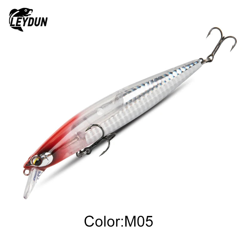 LEYDUN Floating Sea Bass Fishing Lures Baits 130mm 20g Minnow Lures with Flash Blade Hard lure Good Action Wobblers Tackle Pike