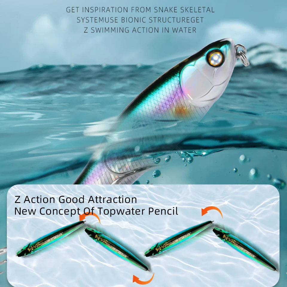 BEARKING 87mm 100mm Topwater Pencil Surface Fishing Lure Walk The Dog Artificial Saltwater Hard Bait Bass Plastic Walker