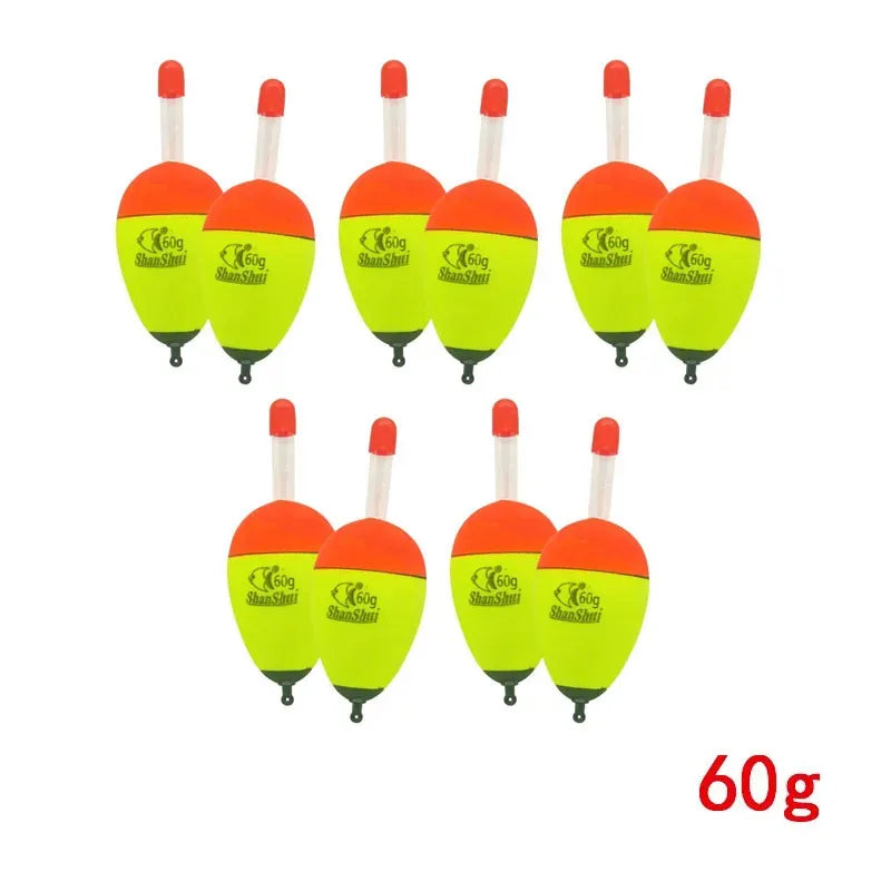 2/10pcs EVA Luminous Fishing Night Float Light Stick Foam Plastic Bobber Sea Rock Fishing Striking Floats Fishing Accessories