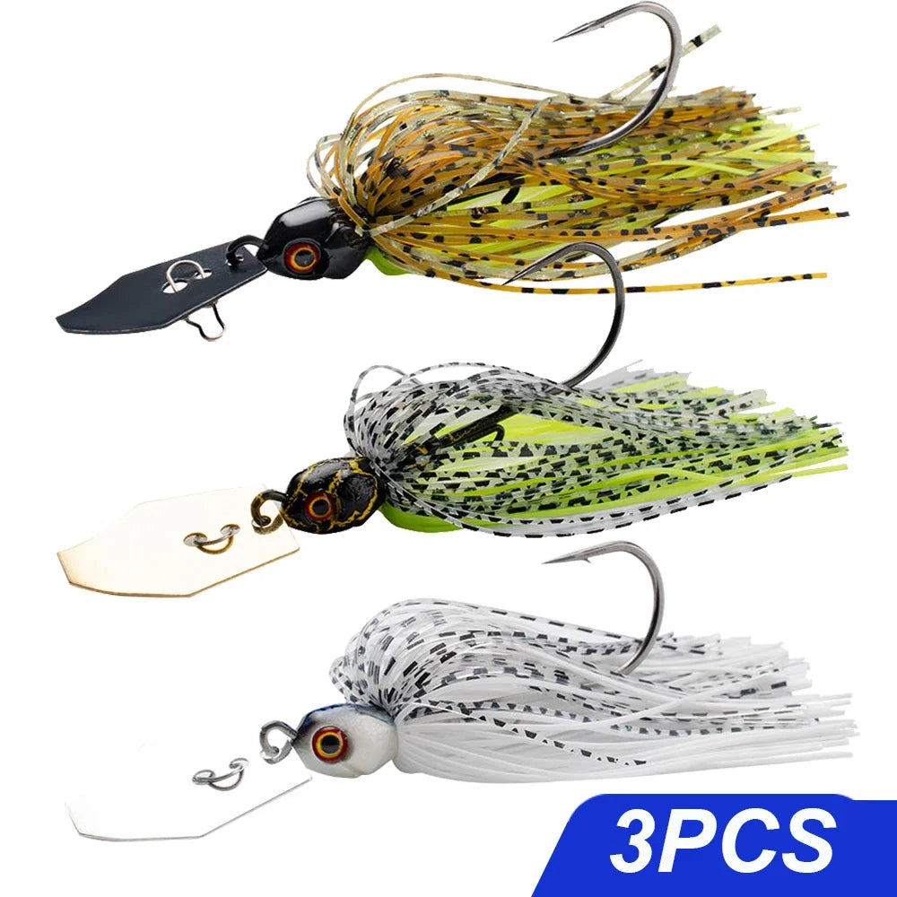 Spinner Bait 7g/9g/12g/14g/21g Fishing Lures Kit Pesca Chatter Weedless Metal Blade Rubber Jig Head Hook Wire 1-5Pcs Spinnerbait