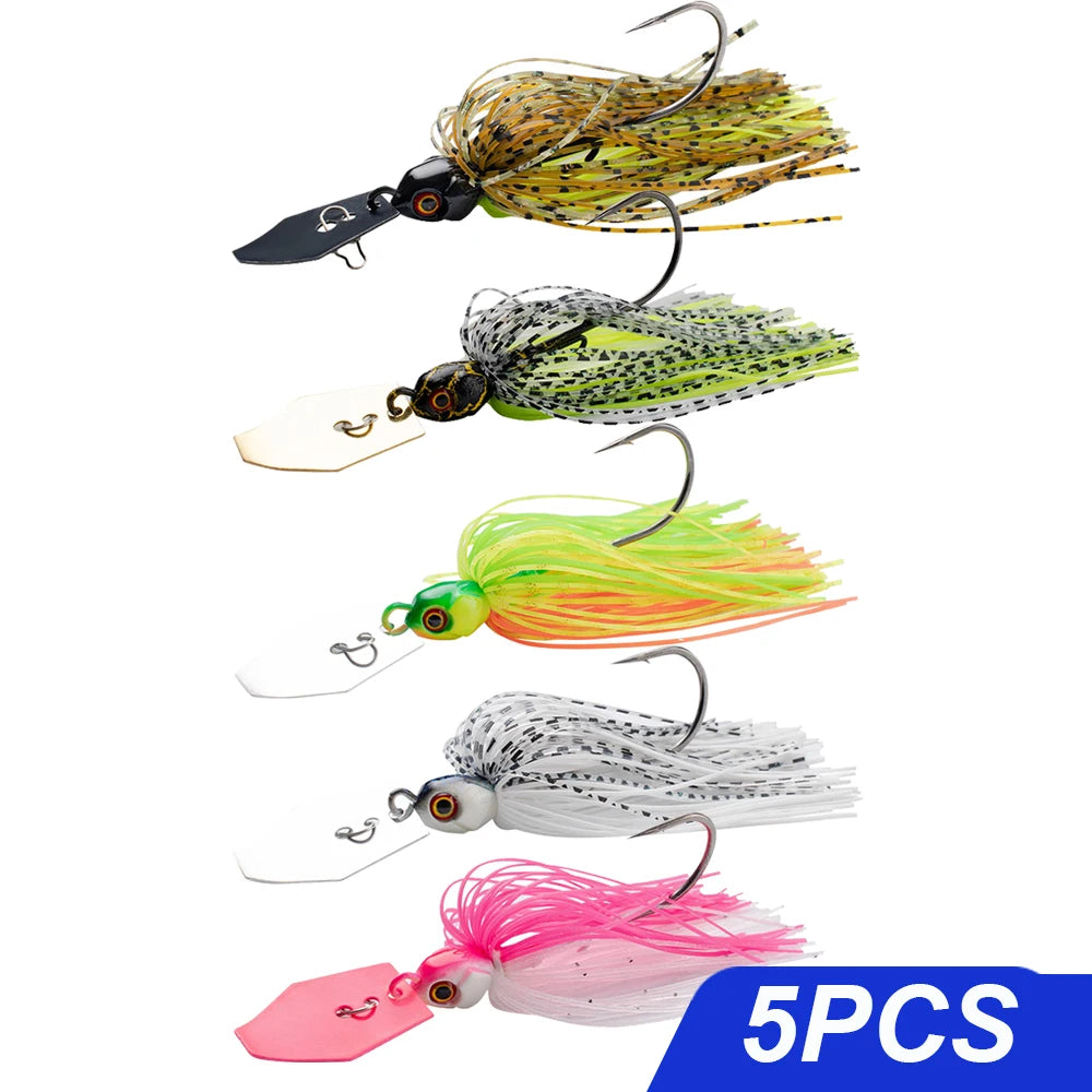 Spinner Bait 7g/9g/12g/14g/21g Fishing Lures Kit Pesca Chatter Weedless Metal Blade Rubber Jig Head Hook Wire 1-5Pcs Spinnerbait