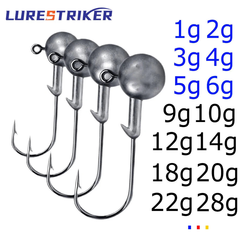 Lurestiker fishing jigging head hooks for soft worm baits, crankbait fishing sharp hooks for Bass Pike Trout Accessories