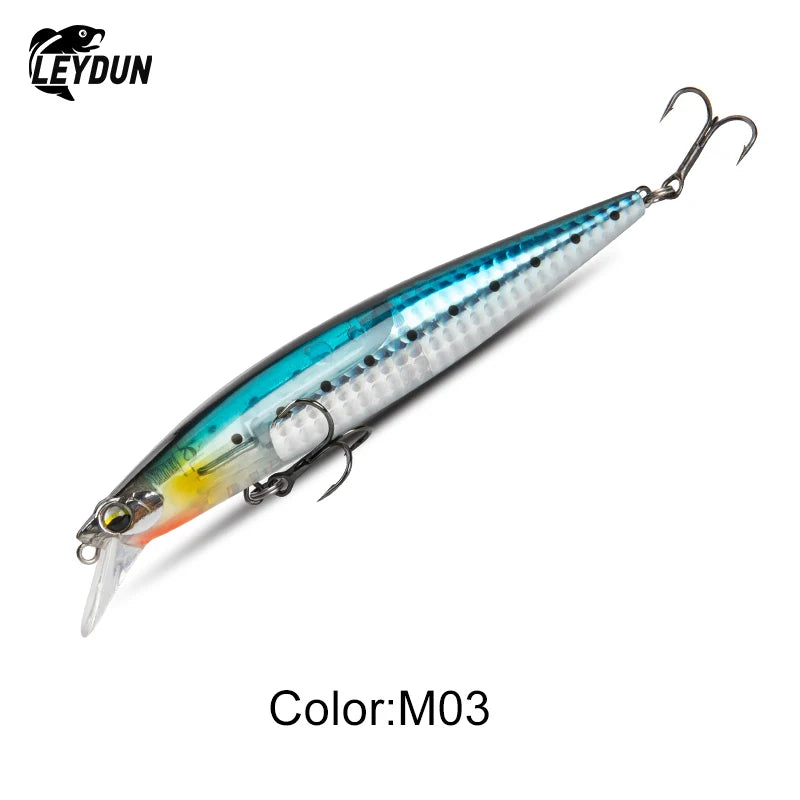 LEYDUN Floating Sea Bass Fishing Lures Baits 130mm 20g Minnow Lures with Flash Blade Hard lure Good Action Wobblers Tackle Pike