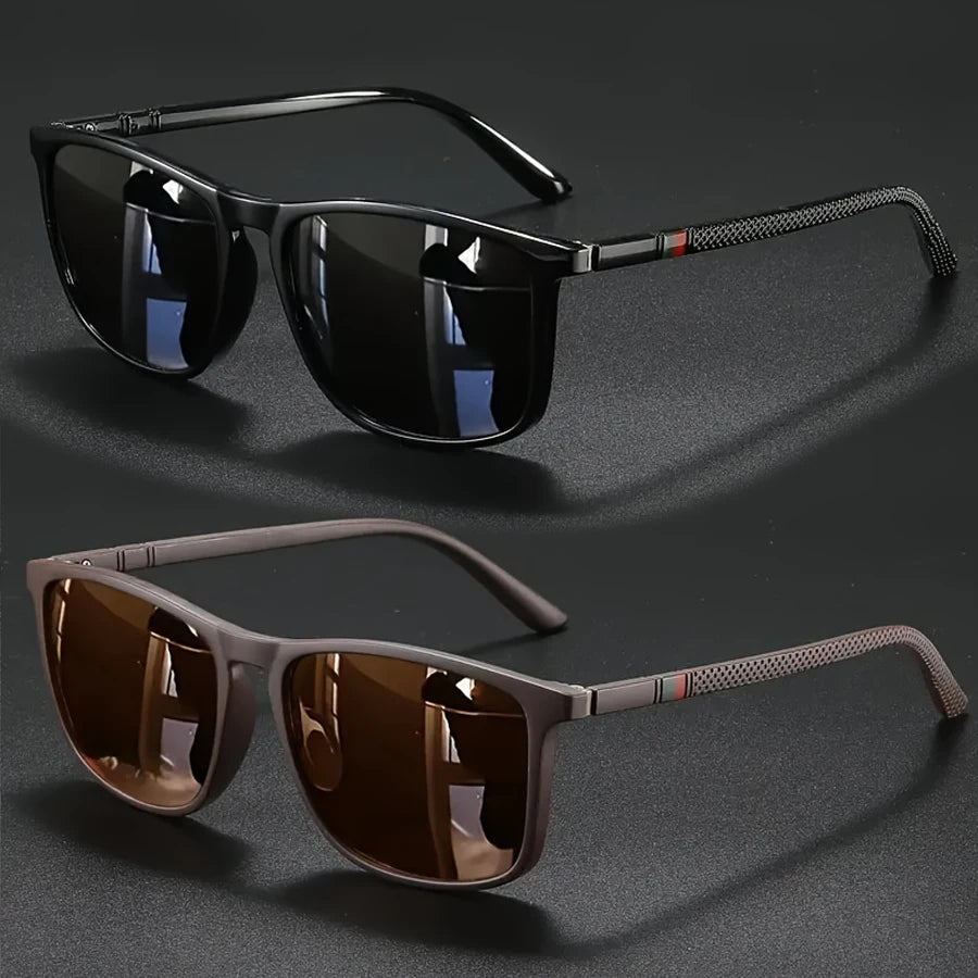 2pcs Luxury Square Vintage Polarized Cycling Sunglasses Men Women Fashion Travel Driving Fishing Sun Glasses Male Eyewear UV400