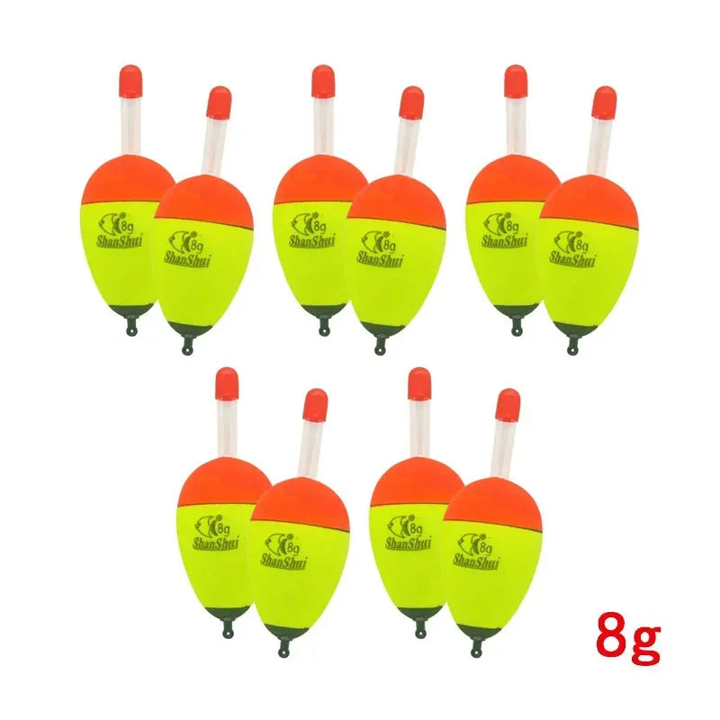 2/10pcs EVA Luminous Fishing Night Float Light Stick Foam Plastic Bobber Sea Rock Fishing Striking Floats Fishing Accessories
