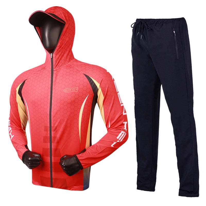 Ice Silk Fishing Sunscreen Suit Men's Summer Breathable Fishing Jacket Pants Large Size Rock Lure Sea Fishing Clothes