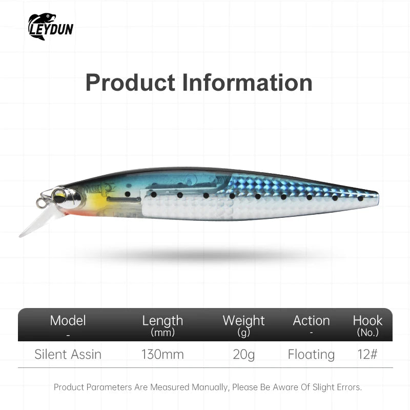 LEYDUN Floating Sea Bass Fishing Lures Baits 130mm 20g Minnow Lures with Flash Blade Hard lure Good Action Wobblers Tackle Pike