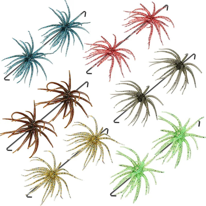 1-2PCS 5cm1.9gLure Floating Sea Urchin Soft Bait Bionic Soft WormTPELure Bait for Sea Fishing, Black Pit Wild Fishing, Water Bla