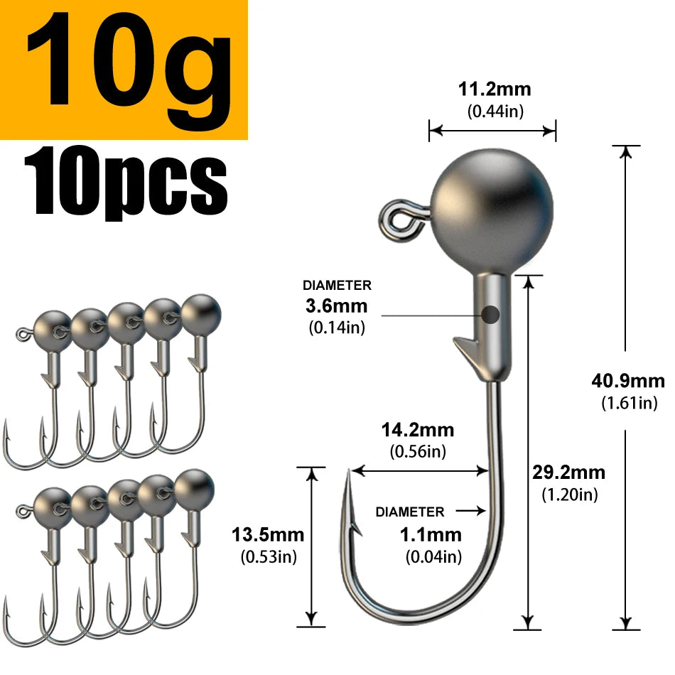 Lurestiker fishing jigging head hooks for soft worm baits, crankbait fishing sharp hooks for Bass Pike Trout Accessories
