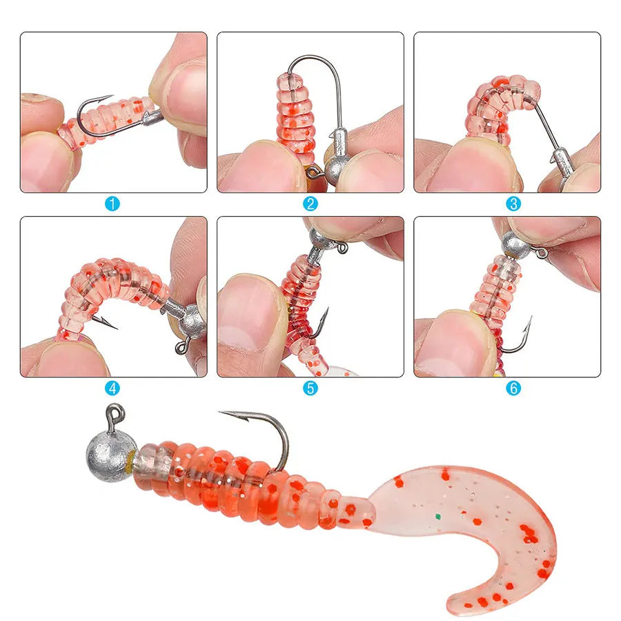 Lurestiker fishing jigging head hooks for soft worm baits, crankbait fishing sharp hooks for Bass Pike Trout Accessories