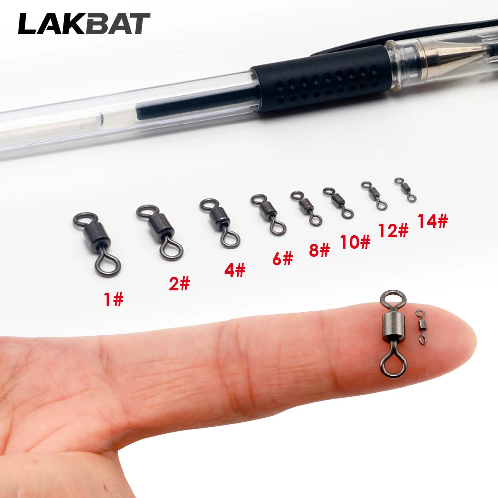 100PCS Stainless Steel Fishing Swivel Bearing Rolling Connector Saltwater Freshwater Rotate Tackle Box Lure Line Fishing Tools
