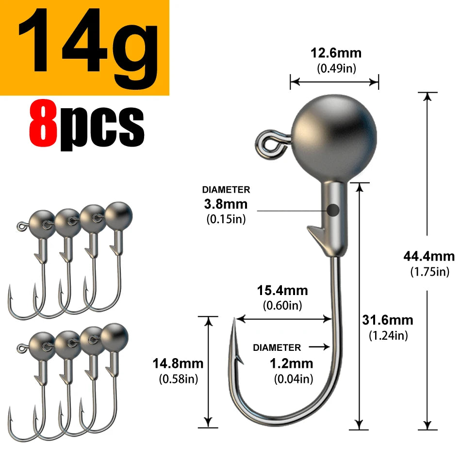 Lurestiker fishing jigging head hooks for soft worm baits, crankbait fishing sharp hooks for Bass Pike Trout Accessories