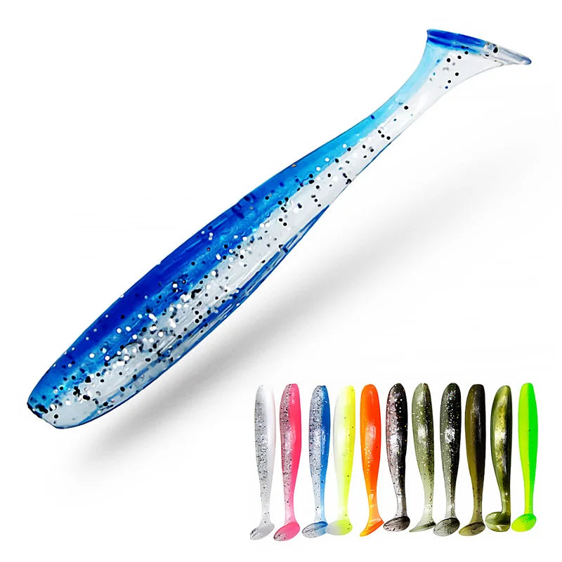 Bazooka 100mm 150mm Big Fishing Lure Worm Silicone Easy Shiner Shad T Tail Soft Bait Ice Wobbler Swimbait Pesca Bass Pike Winter