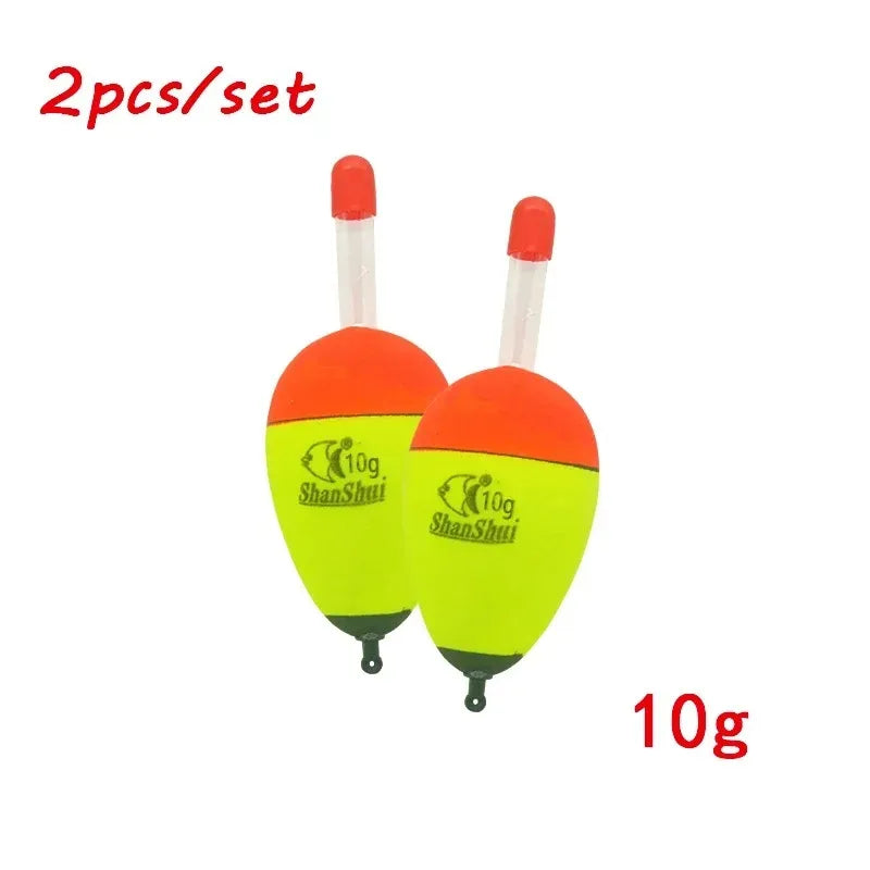 2/10pcs EVA Luminous Fishing Night Float Light Stick Foam Plastic Bobber Sea Rock Fishing Striking Floats Fishing Accessories