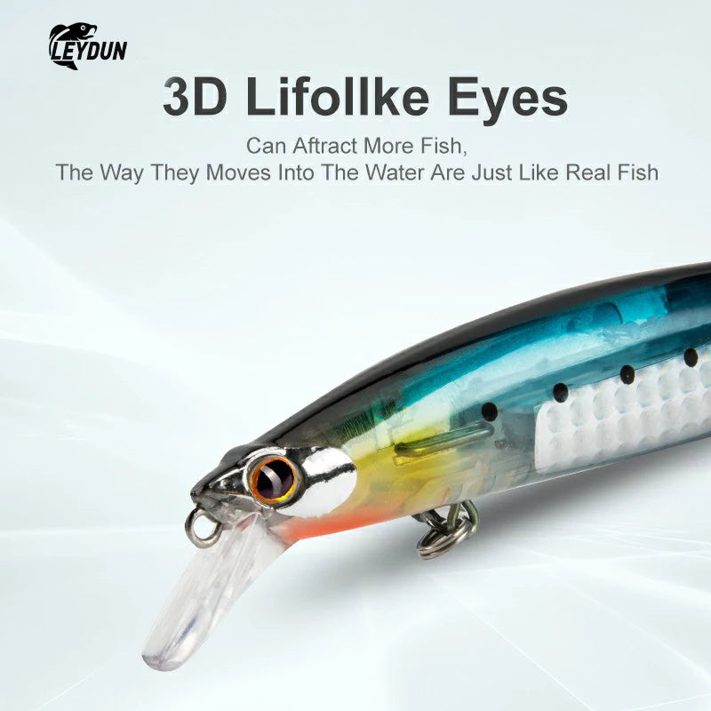 LEYDUN Floating Sea Bass Fishing Lures Baits 130mm 20g Minnow Lures with Flash Blade Hard lure Good Action Wobblers Tackle Pike