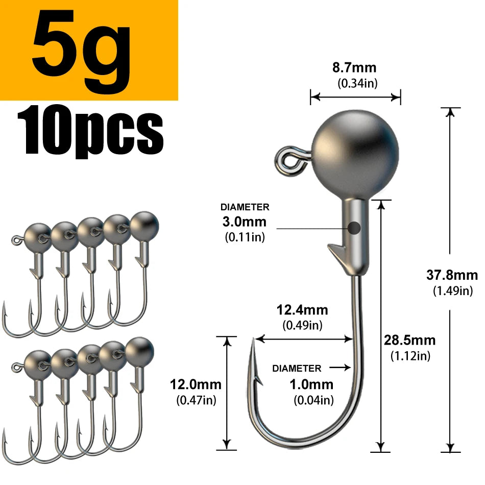 Lurestiker fishing jigging head hooks for soft worm baits, crankbait fishing sharp hooks for Bass Pike Trout Accessories