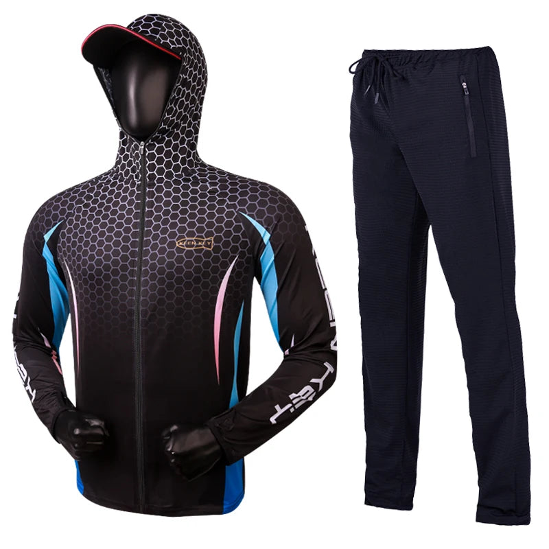 Ice Silk Fishing Sunscreen Suit Men's Summer Breathable Fishing Jacket Pants Large Size Rock Lure Sea Fishing Clothes