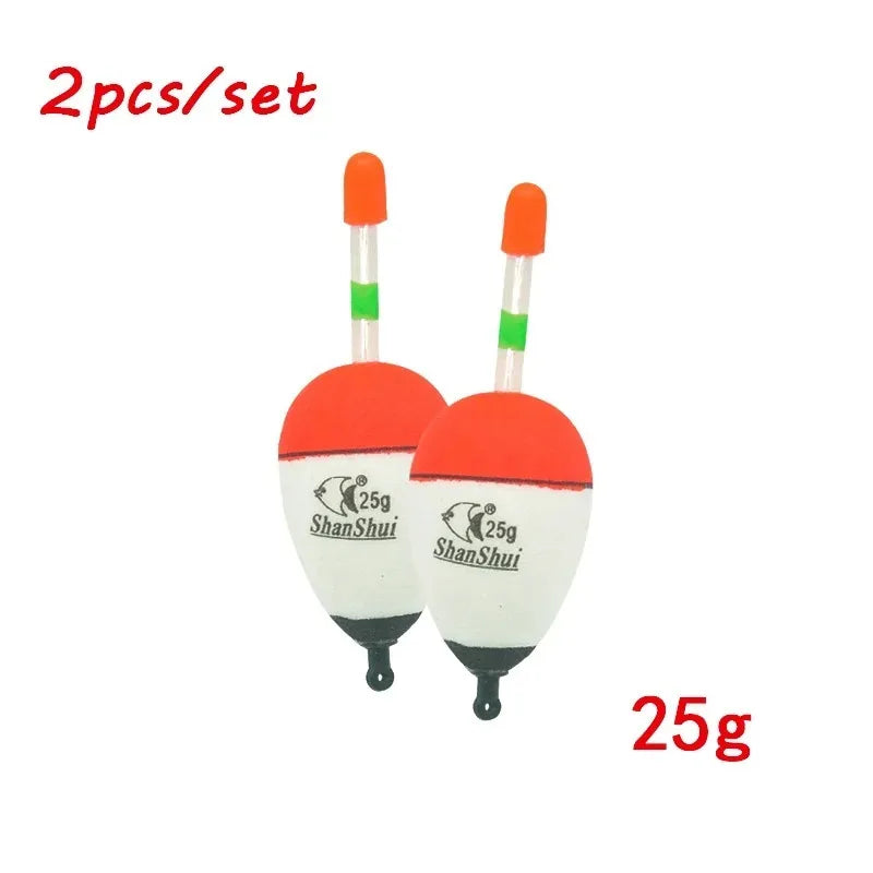2/10pcs EVA Luminous Fishing Night Float Light Stick Foam Plastic Bobber Sea Rock Fishing Striking Floats Fishing Accessories
