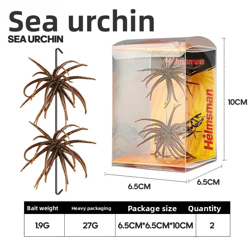 1-2PCS 5cm1.9gLure Floating Sea Urchin Soft Bait Bionic Soft WormTPELure Bait for Sea Fishing, Black Pit Wild Fishing, Water Bla