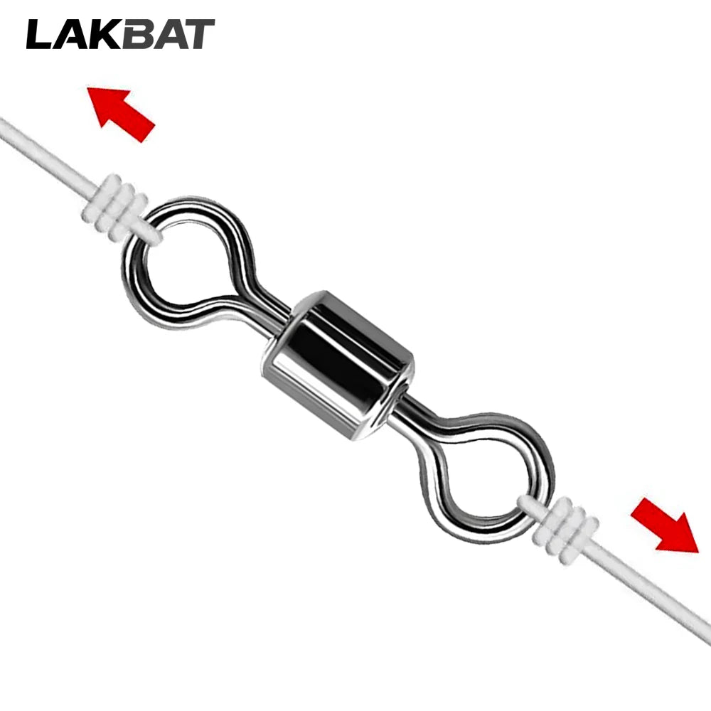 100PCS Stainless Steel Fishing Swivel Bearing Rolling Connector Saltwater Freshwater Rotate Tackle Box Lure Line Fishing Tools