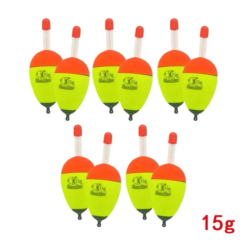 2/10pcs EVA Luminous Fishing Night Float Light Stick Foam Plastic Bobber Sea Rock Fishing Striking Floats Fishing Accessories