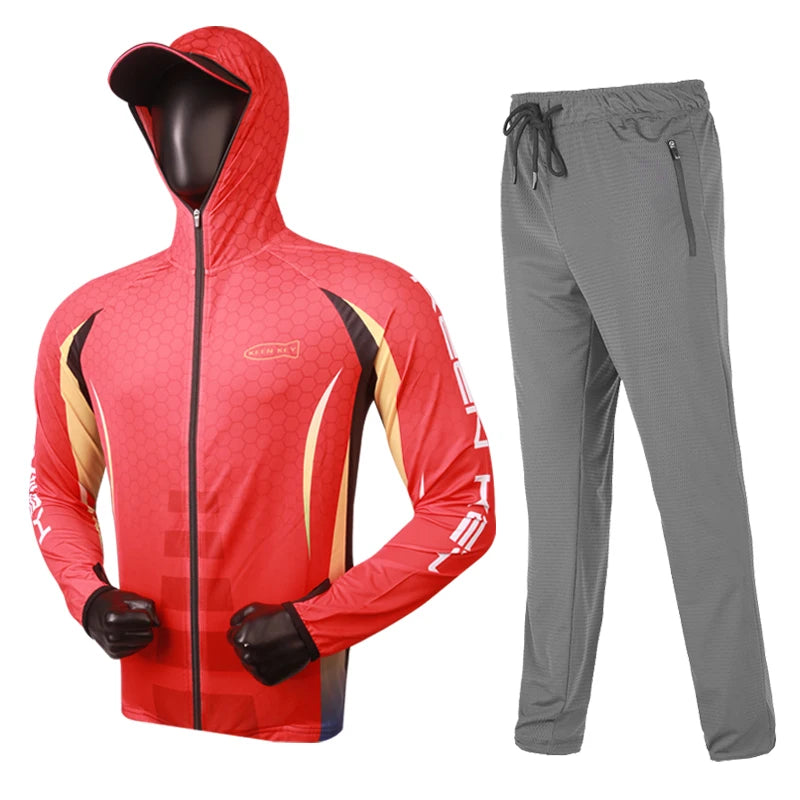 Ice Silk Fishing Sunscreen Suit Men's Summer Breathable Fishing Jacket Pants Large Size Rock Lure Sea Fishing Clothes