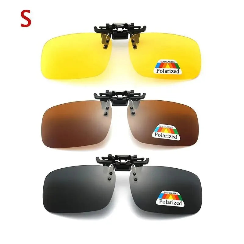 4 Color Grey Lenses Polarized Sunglasses Clip On Flip Up UV 380 Driving Fishing Night Vision Glasses Clips