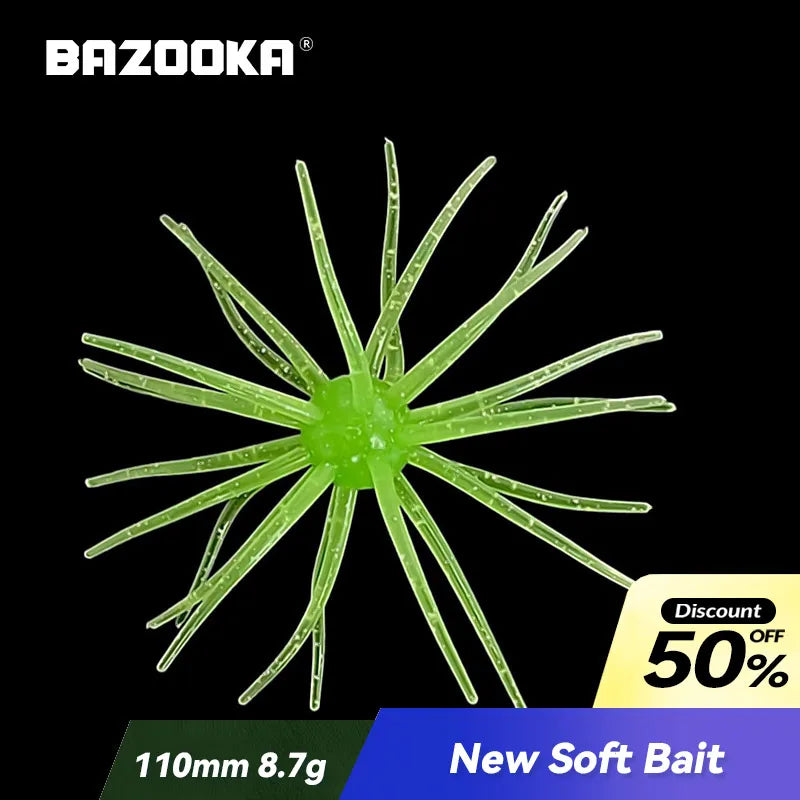 Bazooka TPE Fishing Lure Simulated Sea Urchin Lures Soft Silicone For Bream Pike Sea Bass Tilapia Gears Mandarin Winter Biats