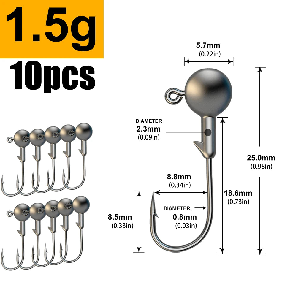 Lurestiker fishing jigging head hooks for soft worm baits, crankbait fishing sharp hooks for Bass Pike Trout Accessories