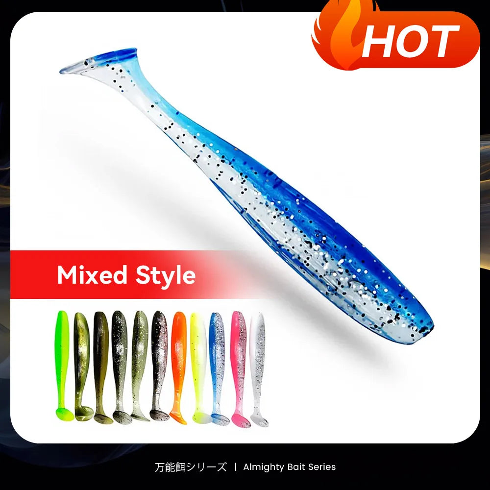 Bazooka 100mm 150mm Big Fishing Lure Worm Silicone Easy Shiner Shad T Tail Soft Bait Ice Wobbler Swimbait Pesca Bass Pike Winter