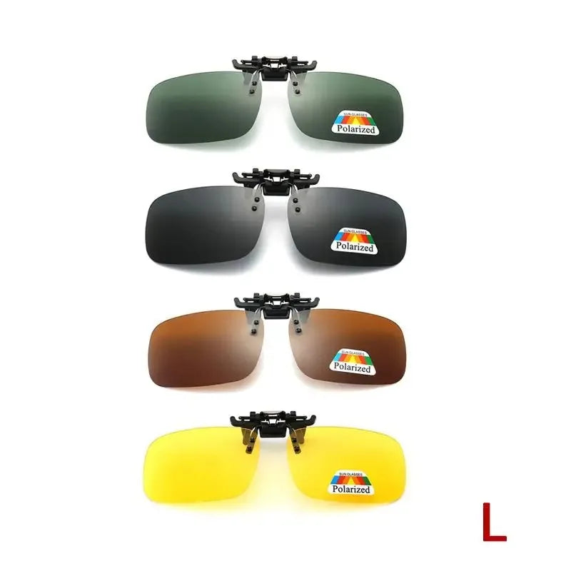 4 Color Grey Lenses Polarized Sunglasses Clip On Flip Up UV 380 Driving Fishing Night Vision Glasses Clips