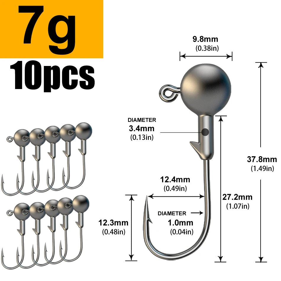 Lurestiker fishing jigging head hooks for soft worm baits, crankbait fishing sharp hooks for Bass Pike Trout Accessories
