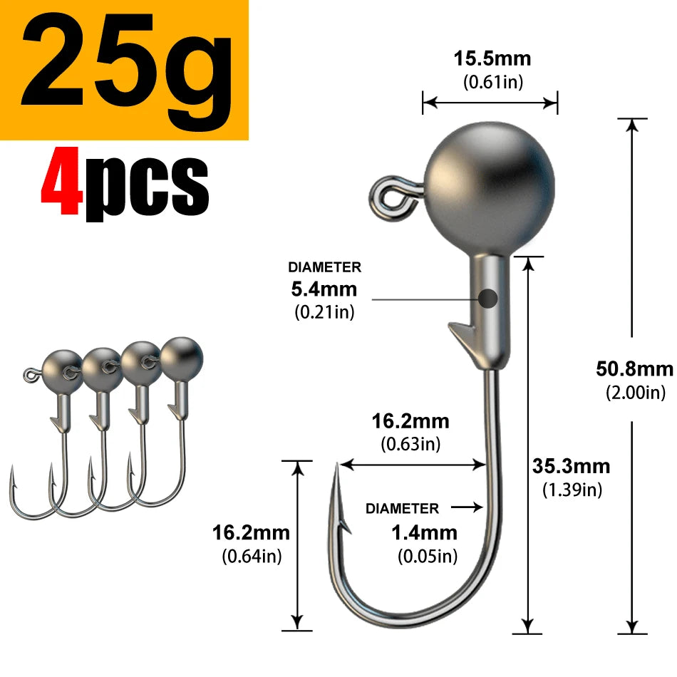 Lurestiker fishing jigging head hooks for soft worm baits, crankbait fishing sharp hooks for Bass Pike Trout Accessories