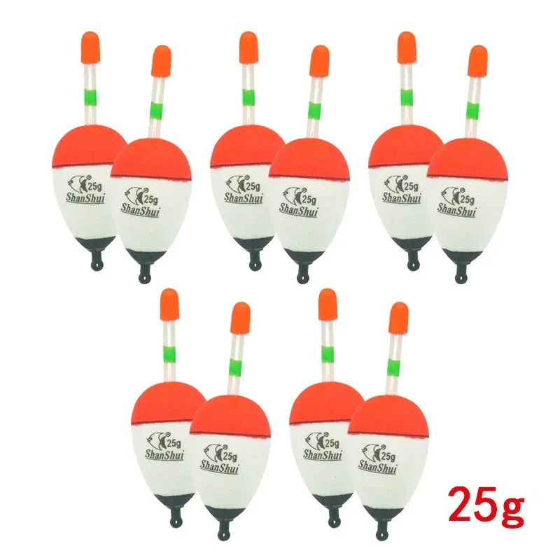 2/10pcs EVA Luminous Fishing Night Float Light Stick Foam Plastic Bobber Sea Rock Fishing Striking Floats Fishing Accessories