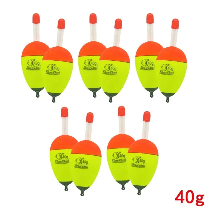 2/10pcs EVA Luminous Fishing Night Float Light Stick Foam Plastic Bobber Sea Rock Fishing Striking Floats Fishing Accessories