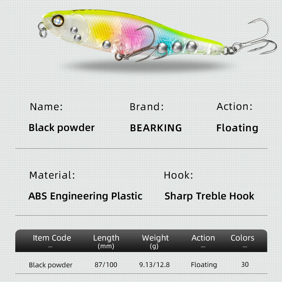 BEARKING 87mm 100mm Topwater Pencil Surface Fishing Lure Walk The Dog Artificial Saltwater Hard Bait Bass Plastic Walker