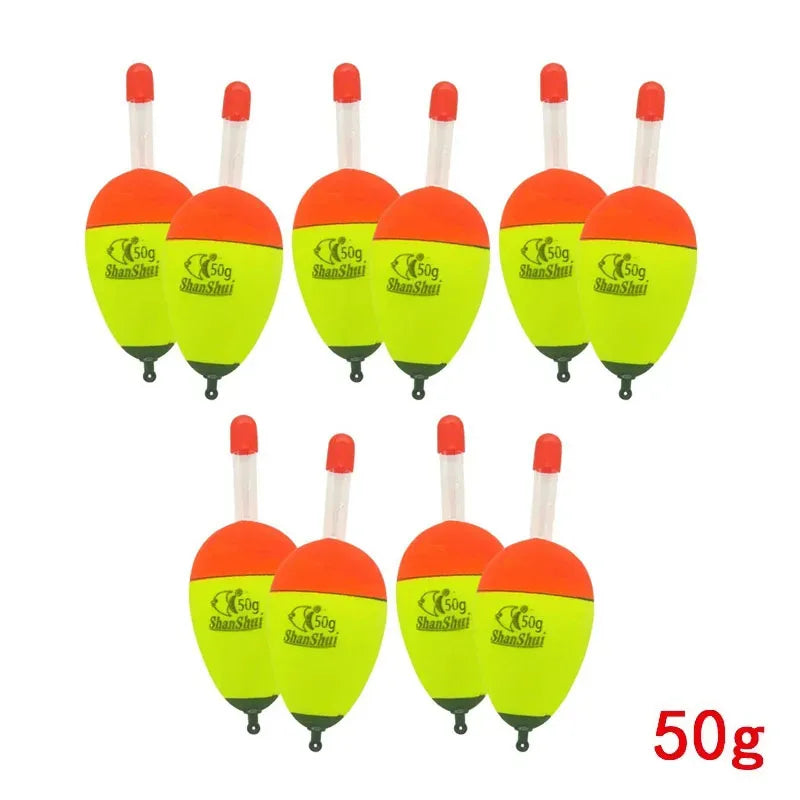 2/10pcs EVA Luminous Fishing Night Float Light Stick Foam Plastic Bobber Sea Rock Fishing Striking Floats Fishing Accessories