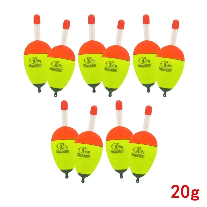 2/10pcs EVA Luminous Fishing Night Float Light Stick Foam Plastic Bobber Sea Rock Fishing Striking Floats Fishing Accessories