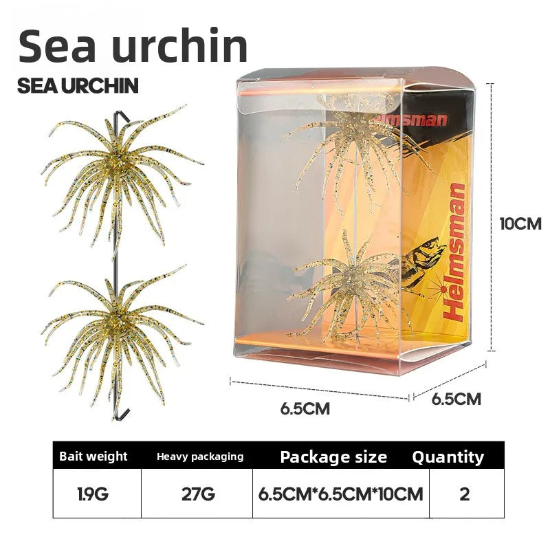 1-2PCS 5cm1.9gLure Floating Sea Urchin Soft Bait Bionic Soft WormTPELure Bait for Sea Fishing, Black Pit Wild Fishing, Water Bla