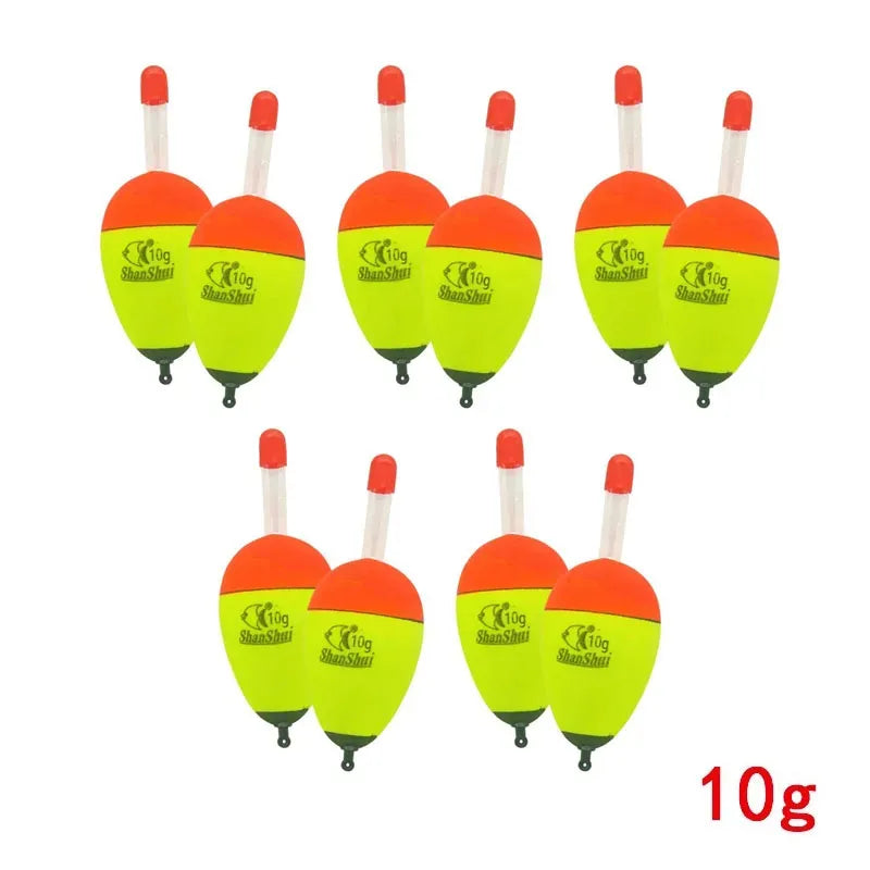 2/10pcs EVA Luminous Fishing Night Float Light Stick Foam Plastic Bobber Sea Rock Fishing Striking Floats Fishing Accessories