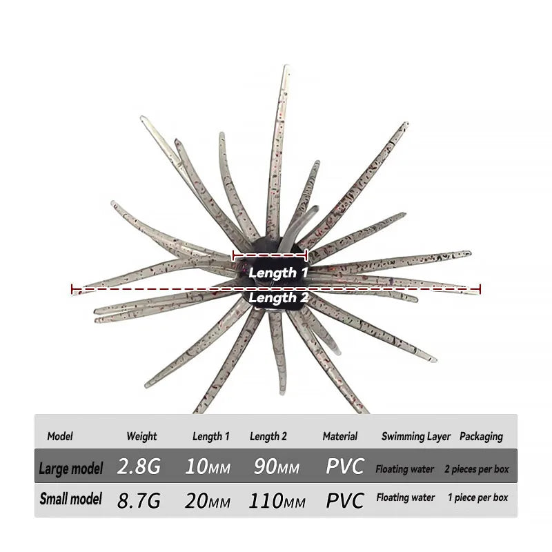 Bazooka TPE Fishing Lure 2g 8g Simulated Sea Urchin Lures Soft Silicone For Bream Pike Bass Mandarin Tilapia Gears Winter Biats