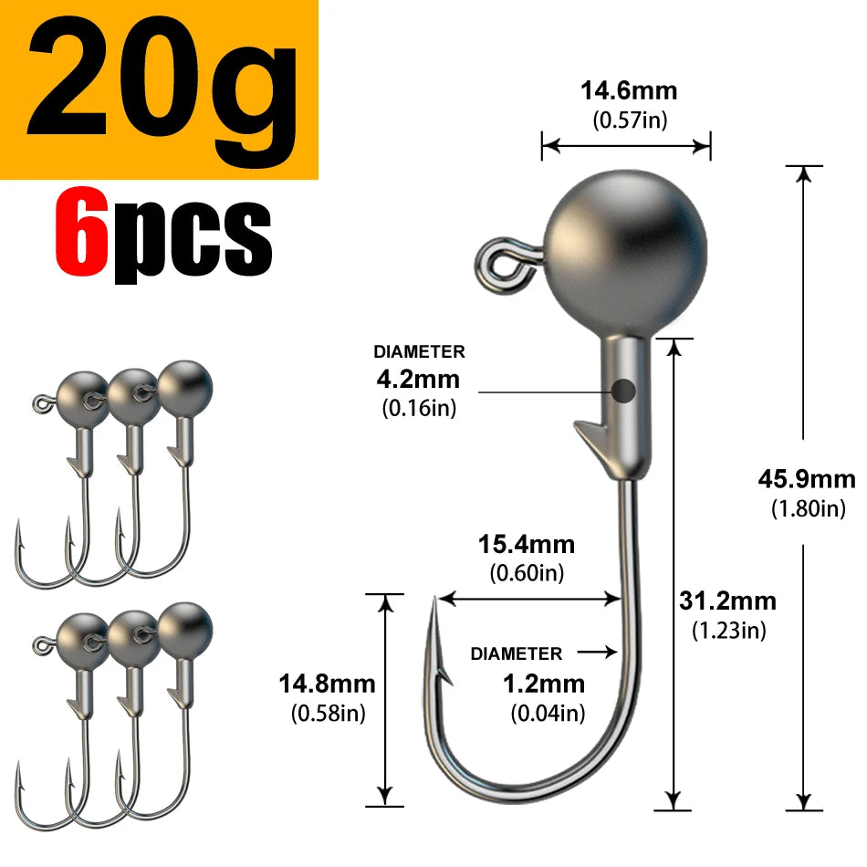 Lurestiker fishing jigging head hooks for soft worm baits, crankbait fishing sharp hooks for Bass Pike Trout Accessories