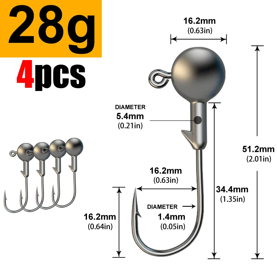 Lurestiker fishing jigging head hooks for soft worm baits, crankbait fishing sharp hooks for Bass Pike Trout Accessories