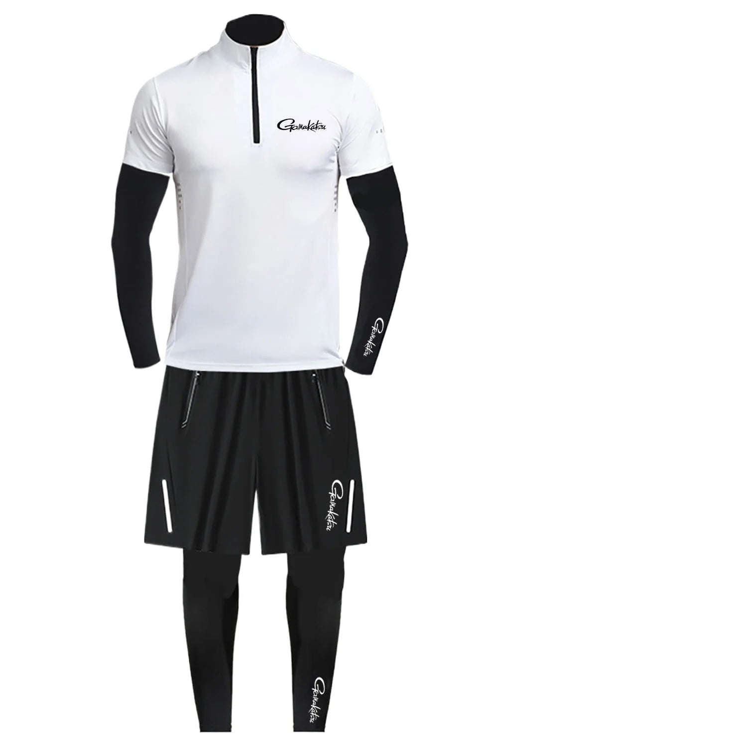 Summer Men Fishing Suit 4pcs Set Ice Silk Breathable Short Sleeve Fishing T Shirt Quick Drying Sun Protection Lure Clothing 6pcs