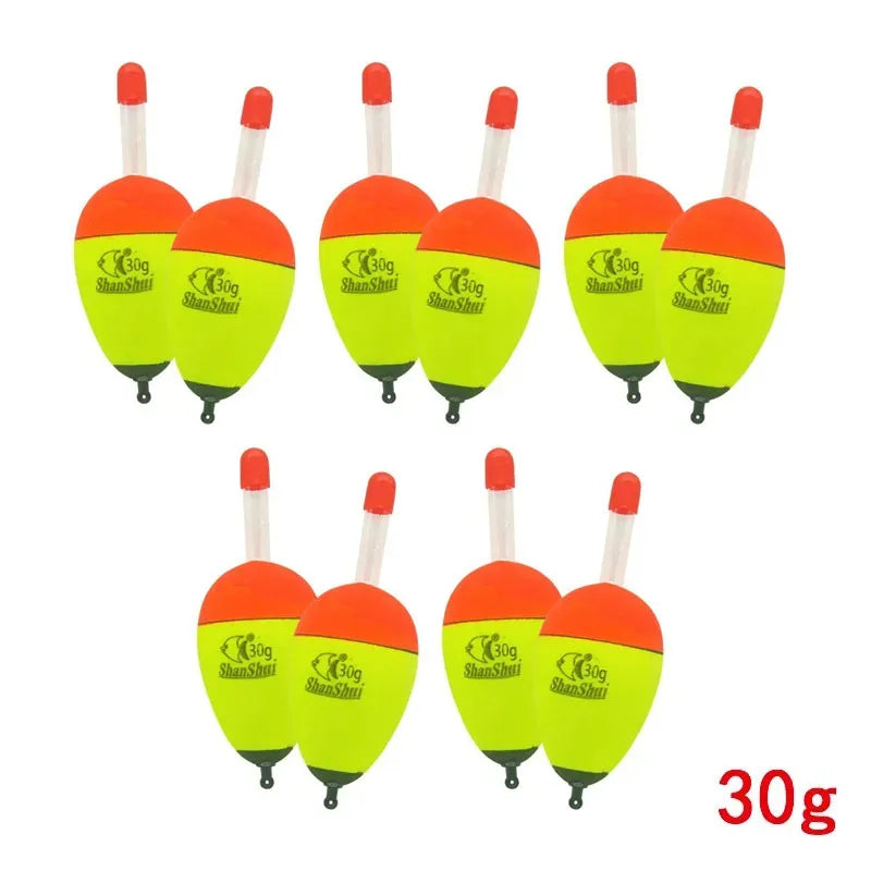 2/10pcs EVA Luminous Fishing Night Float Light Stick Foam Plastic Bobber Sea Rock Fishing Striking Floats Fishing Accessories
