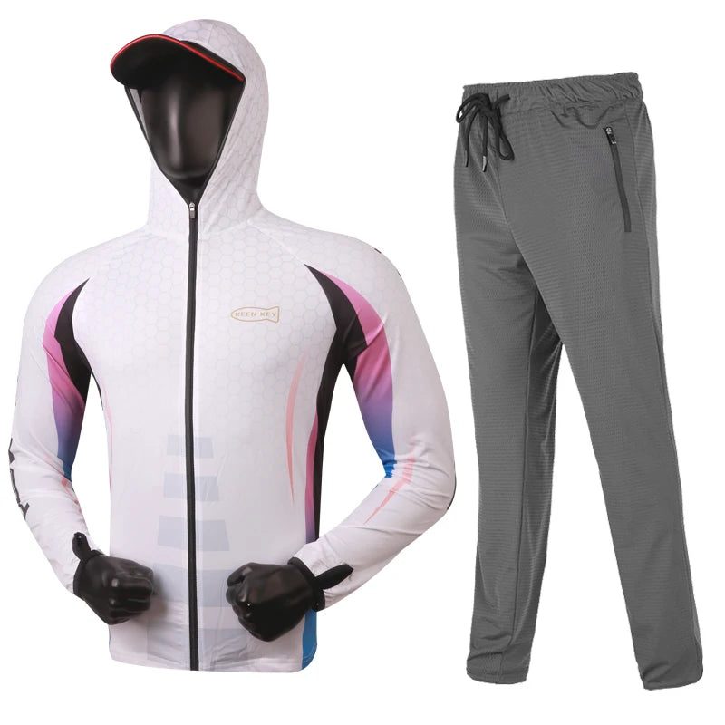 Ice Silk Fishing Sunscreen Suit Men's Summer Breathable Fishing Jacket Pants Large Size Rock Lure Sea Fishing Clothes