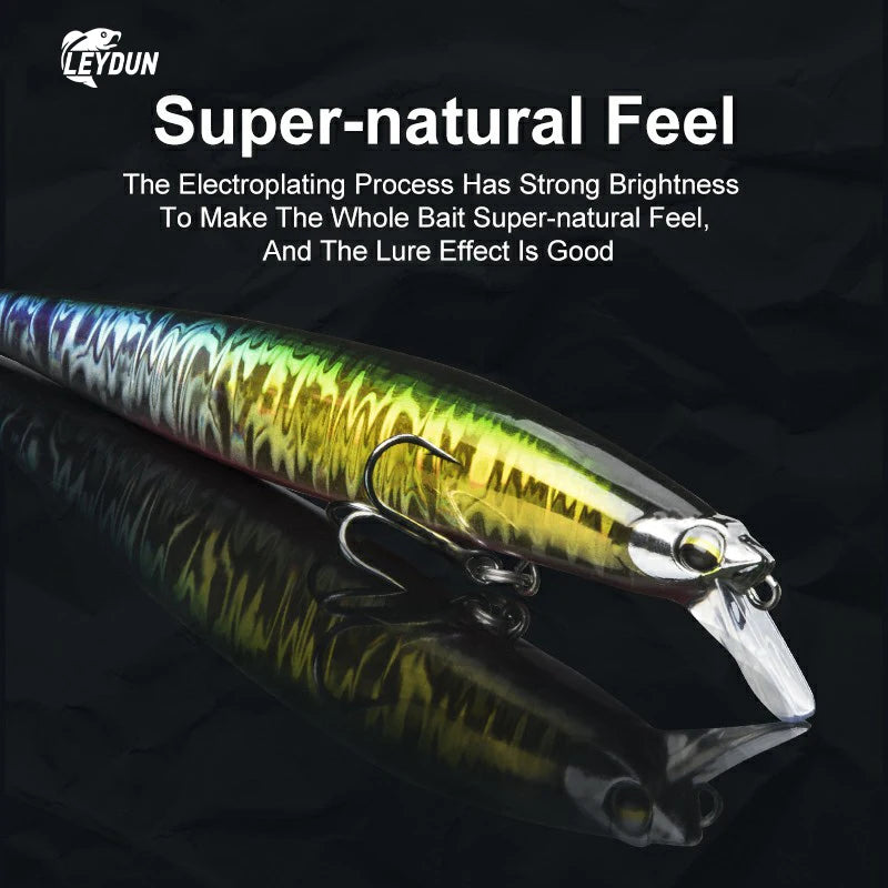 LEYDUN Floating Sea Bass Fishing Lures Baits 130mm 20g Minnow Lures with Flash Blade Hard lure Good Action Wobblers Tackle Pike