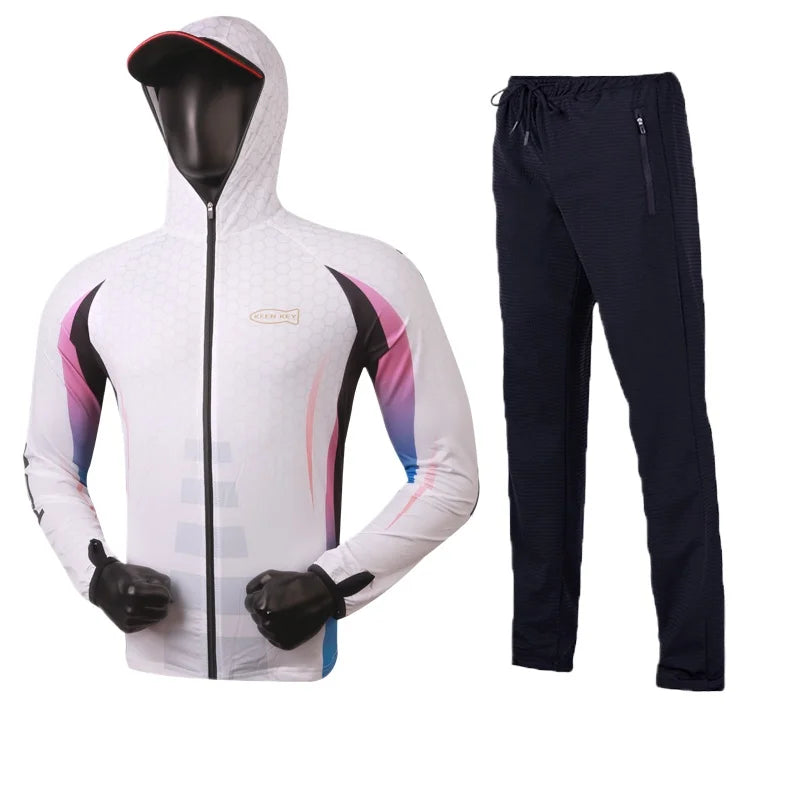 Ice Silk Fishing Sunscreen Suit Men's Summer Breathable Fishing Jacket Pants Large Size Rock Lure Sea Fishing Clothes