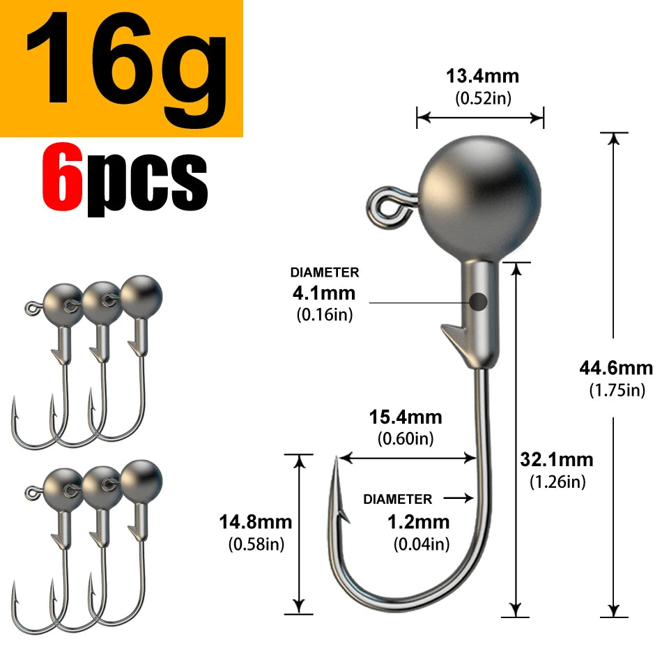 Lurestiker fishing jigging head hooks for soft worm baits, crankbait fishing sharp hooks for Bass Pike Trout Accessories