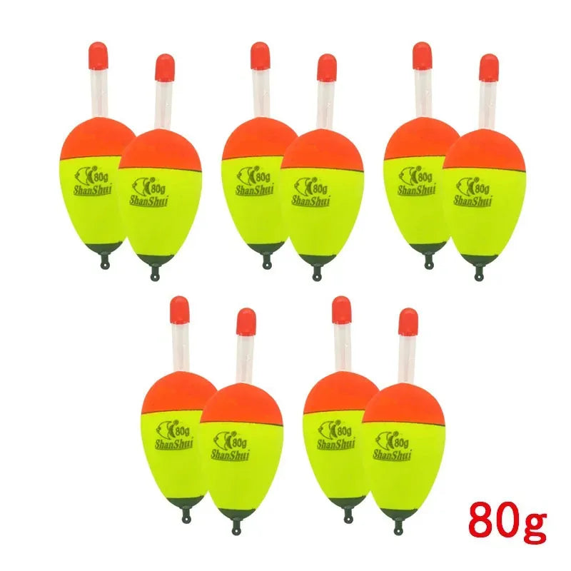 2/10pcs EVA Luminous Fishing Night Float Light Stick Foam Plastic Bobber Sea Rock Fishing Striking Floats Fishing Accessories